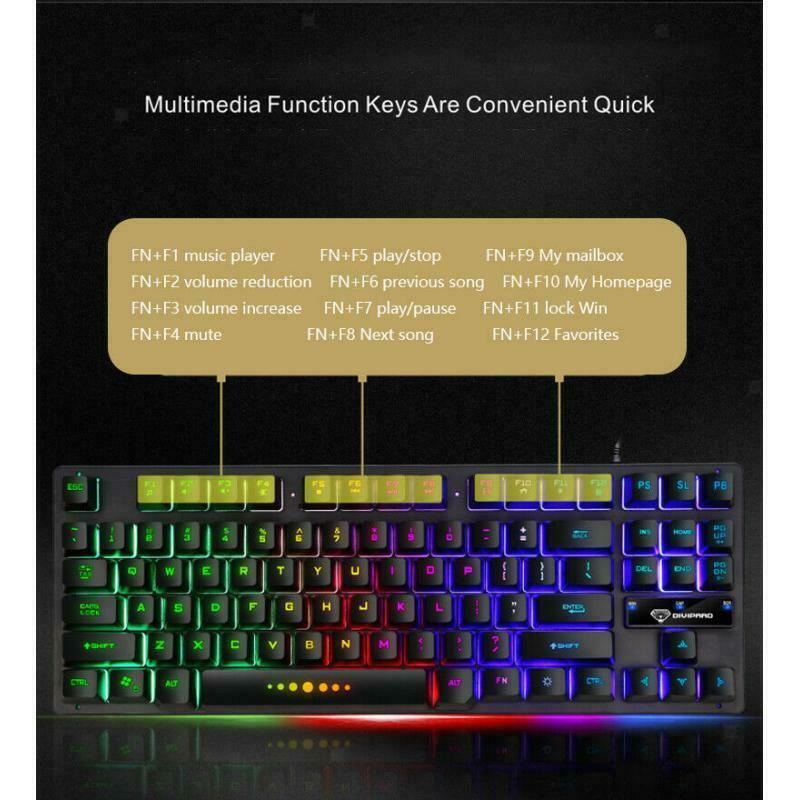 Bouton de placage punk clavier mécanique filaire lumineux jeux d'ordinateur  (couleur: bleu ciel) pour Windows/Mac/PC/ordinateur portable()